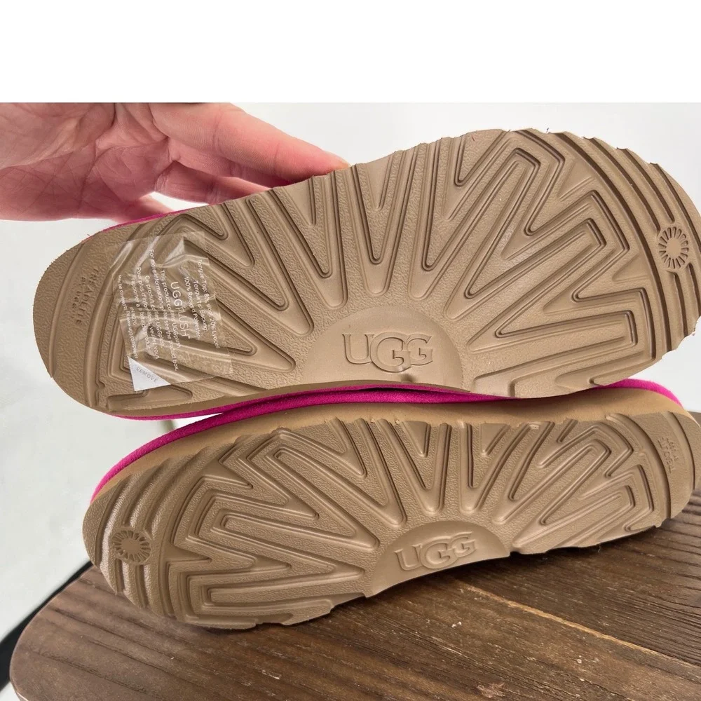 UGG Lakesider Heritage Mid Pink Suede Lace Up Boots 1134550K Kids 6 Womens 7.5